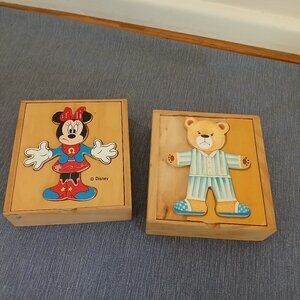 Teddy Bear feeling & Disney Minnie Mouse Puzzle Mix & Match Dress up incomplete